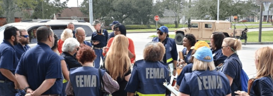 FEMA workers at a flood site in San Antonio Texas after home insurance does not cover flood