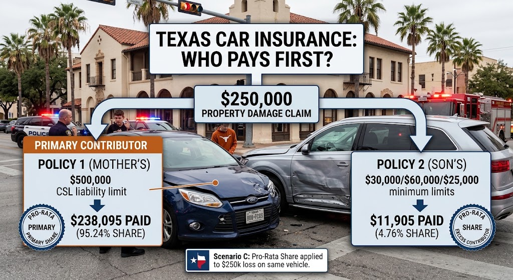 Car Insurance Diagram Depicting Who Pays First When there are two auto insurance policies on one car